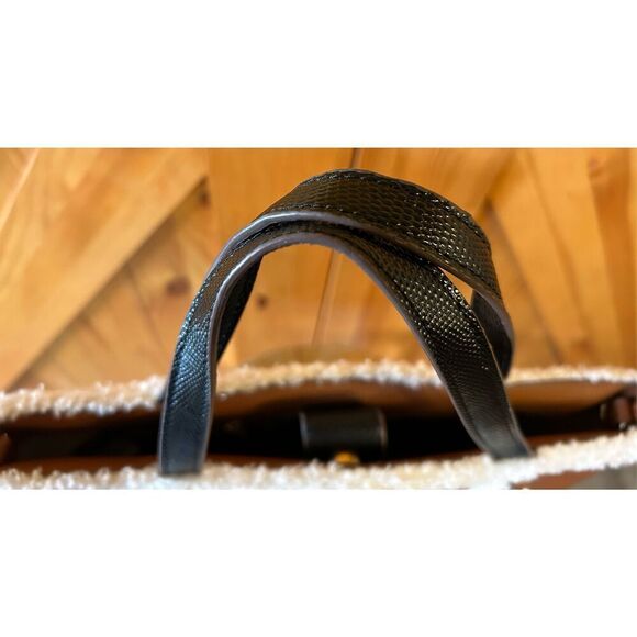 ANNE Klein Women Camel color Faux leather Faux Shearing Small Totes Bag handbag - Picture 7 of 13